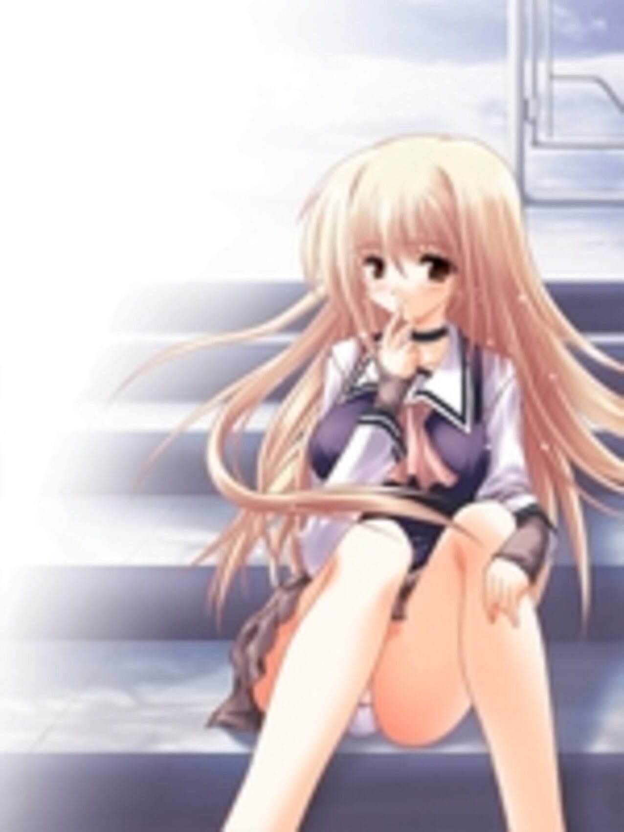 blonde hair brown eyes school uniform