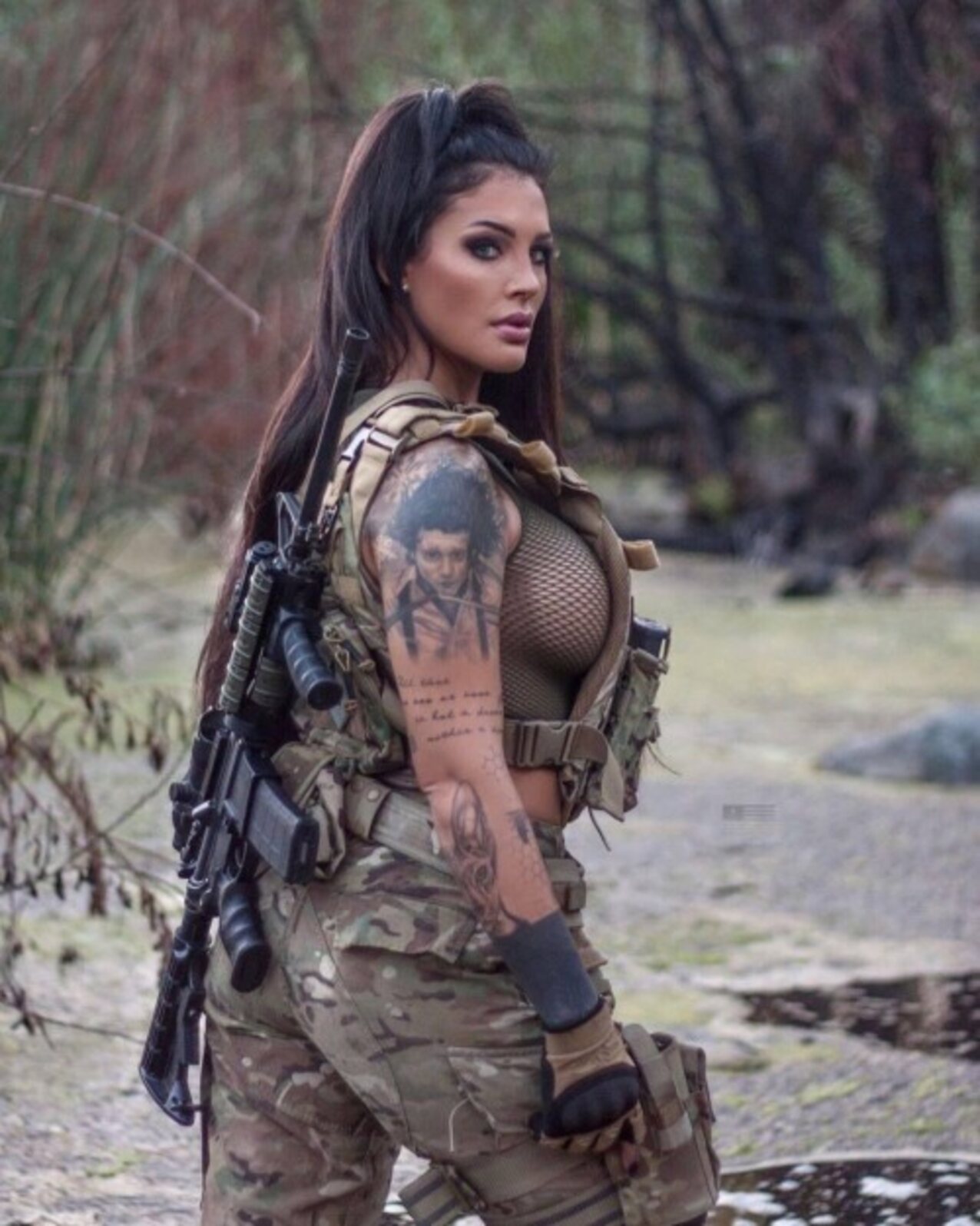 big tits tattoo black hair