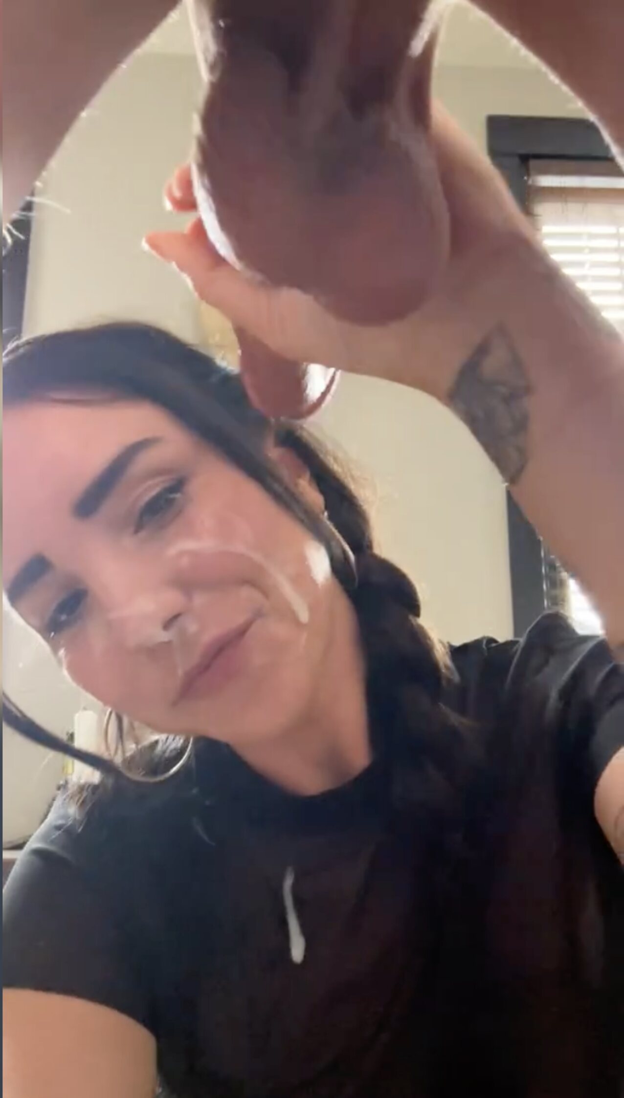 blowjob brunette tattoo
