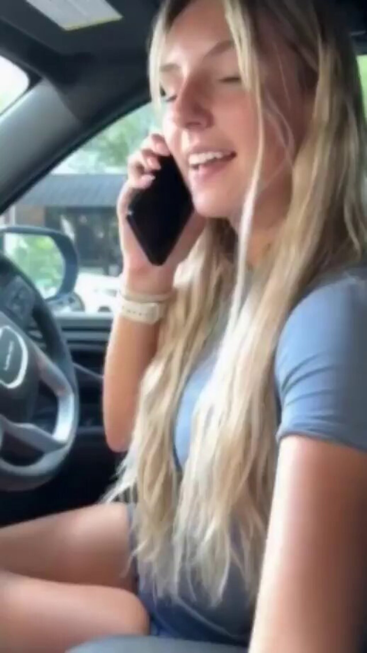 blonde car handjob