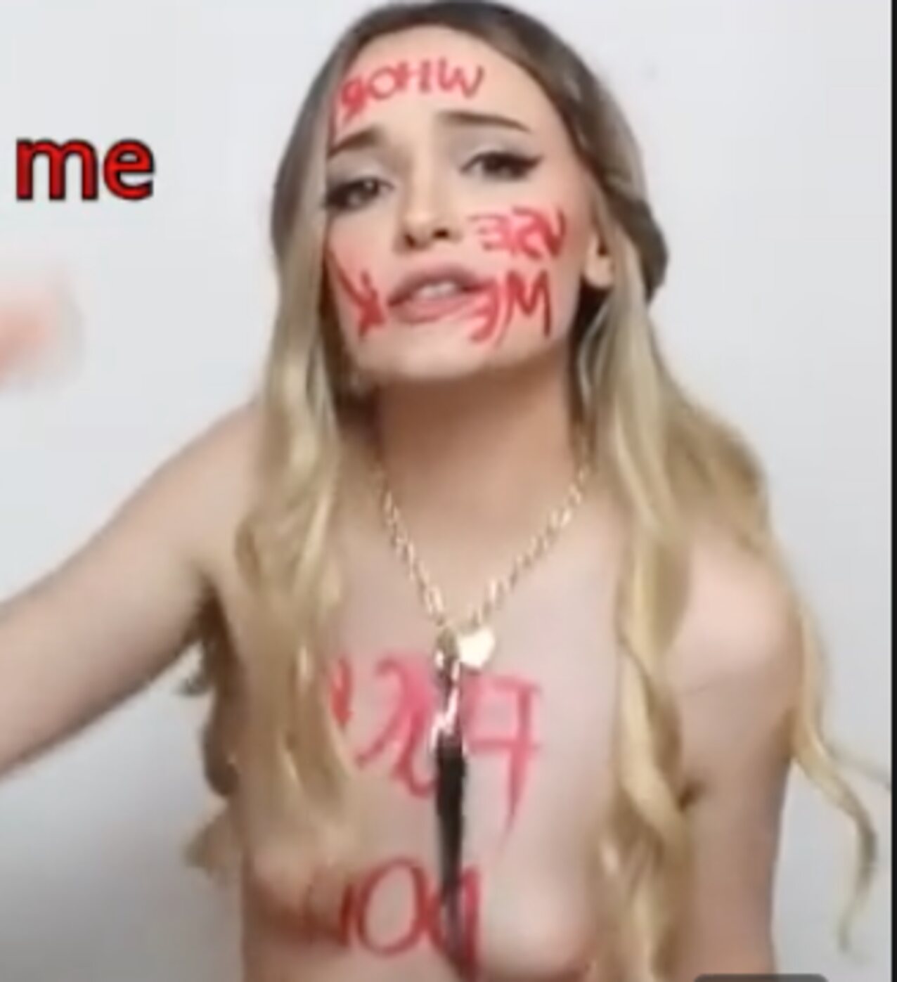 blonde camgirl bodywriting