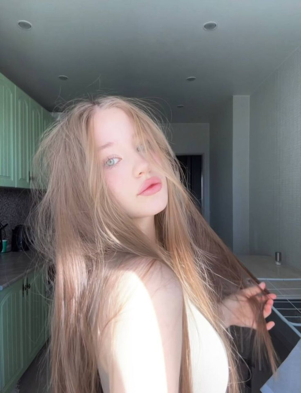 beauty brown hair white skin