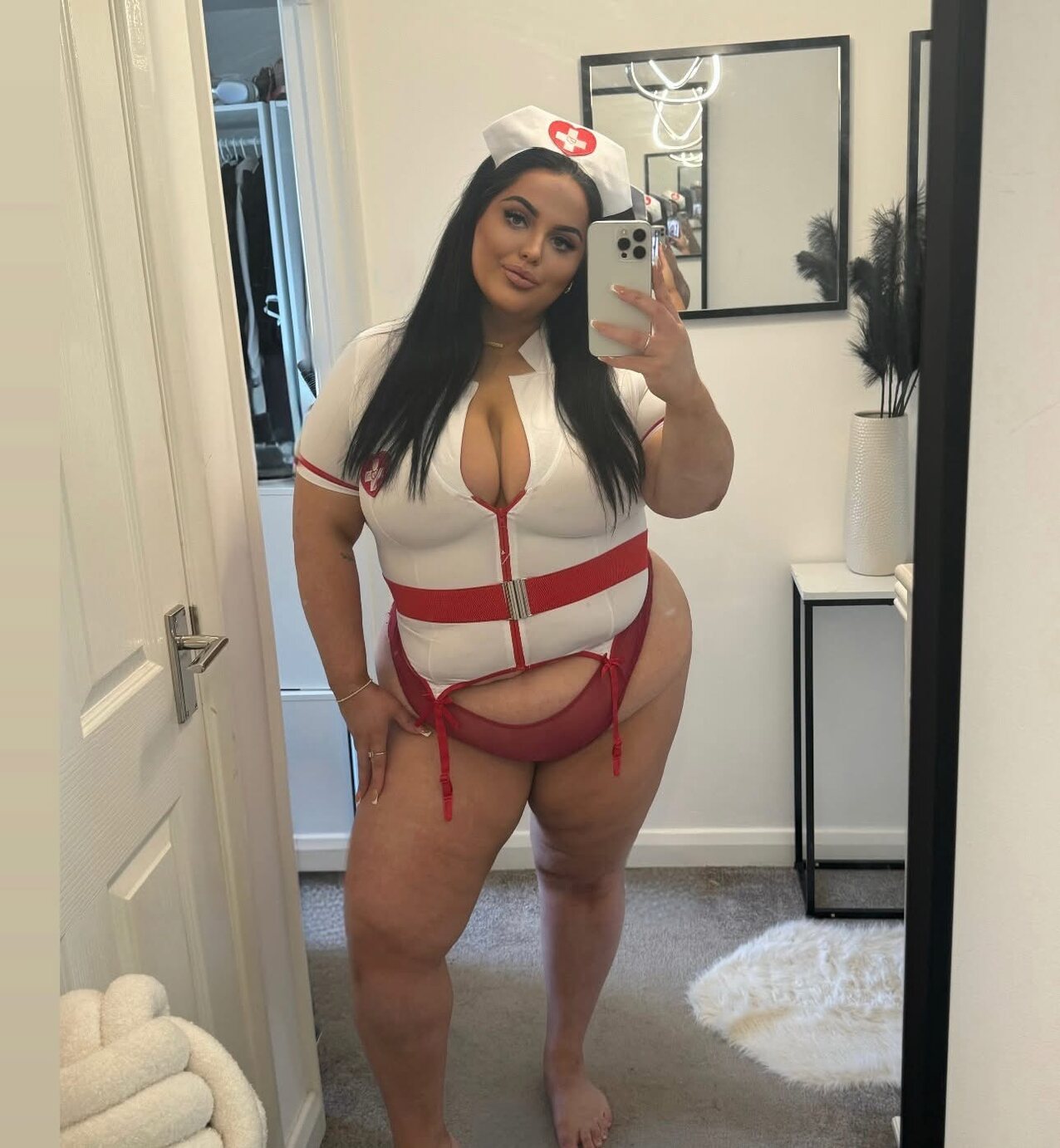 curvy nurse brunette