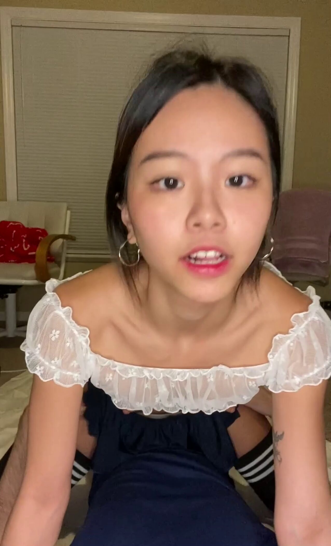 cute asian girl riding a guy blow job