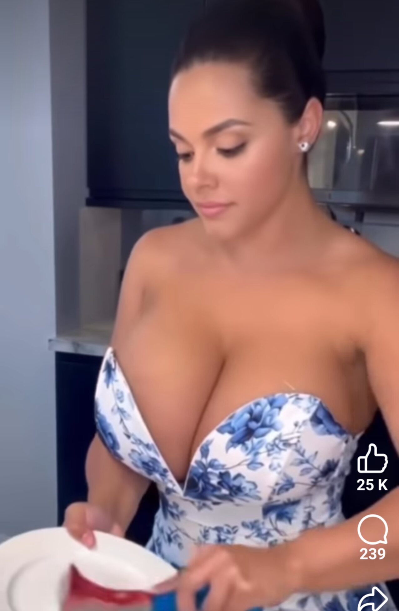 dishes busty boobs