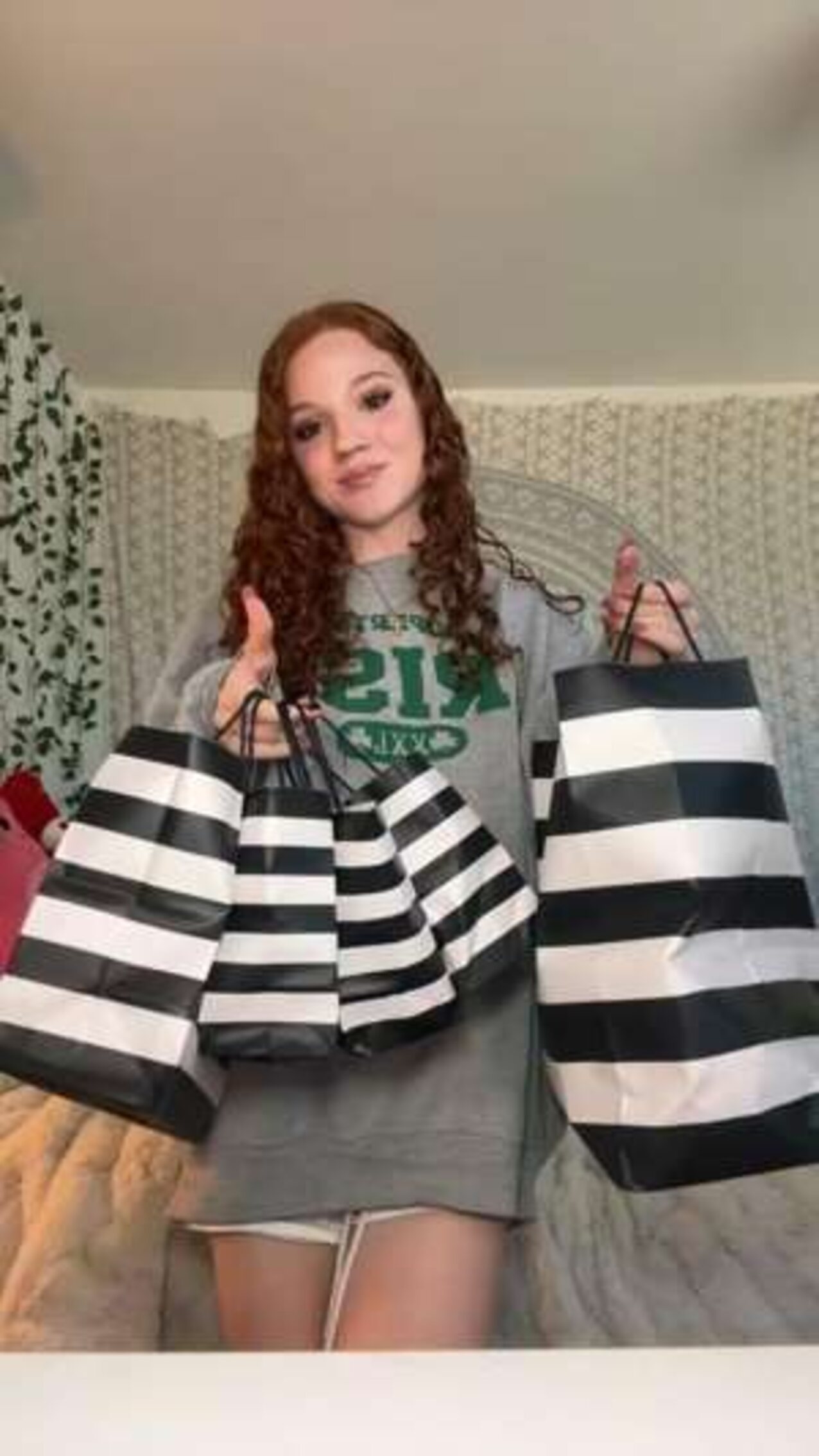 redhead sephora haul striped outfit