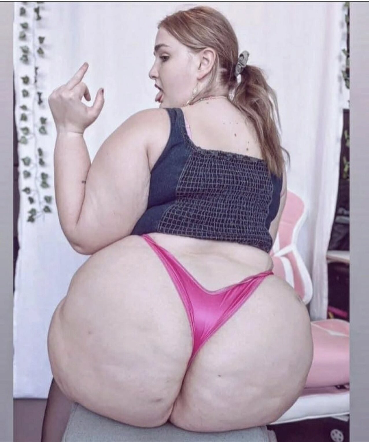 fat ass pink panties sitting