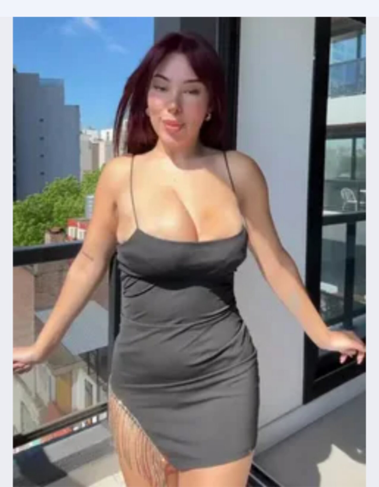 redhead big tits dress