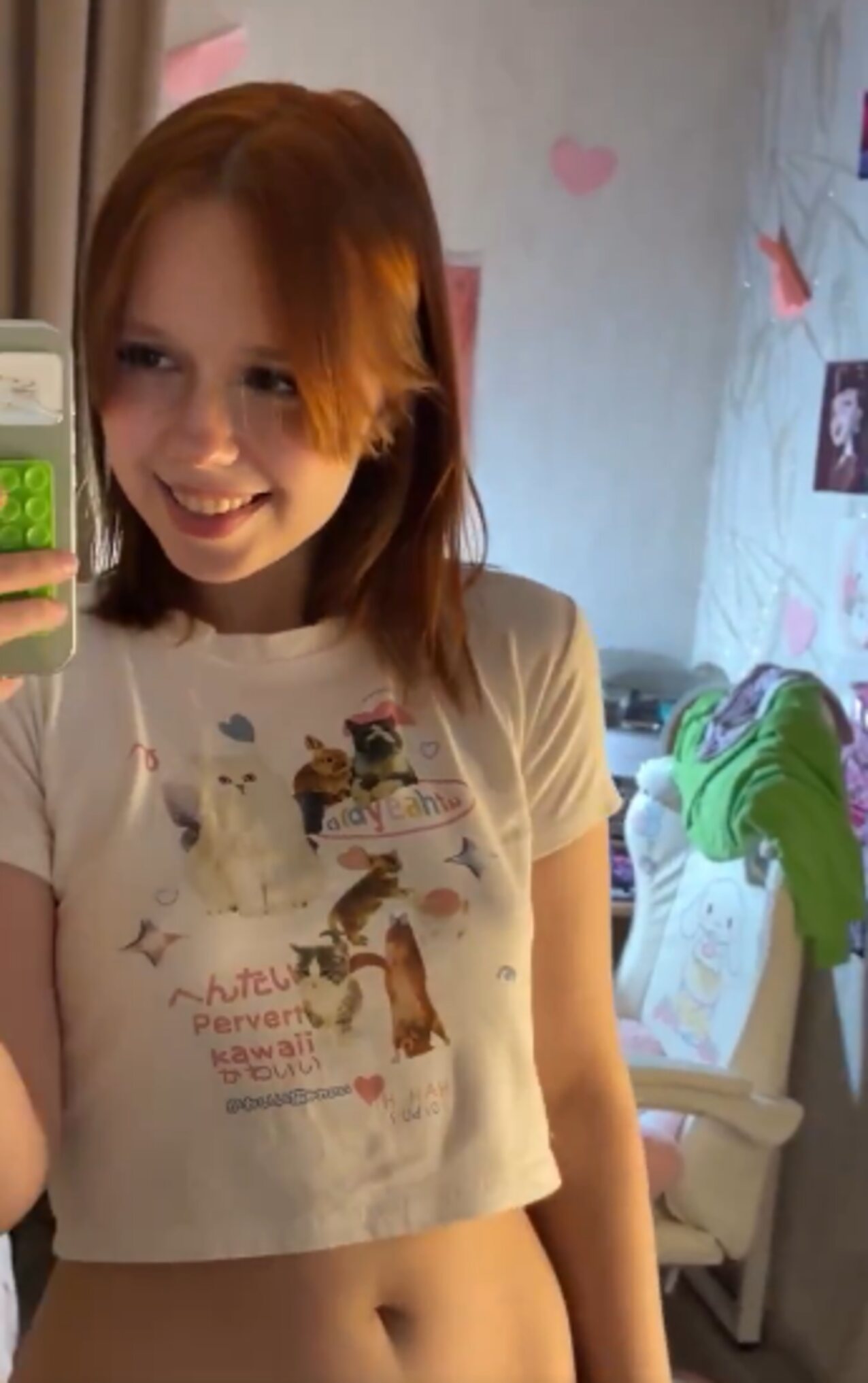 red head selfie midrif