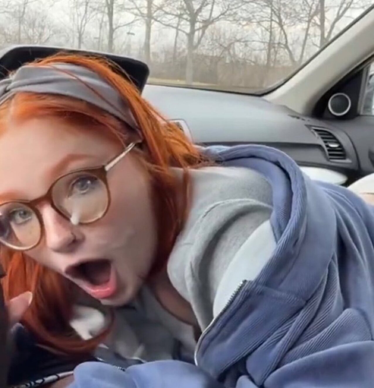 cum car red hair