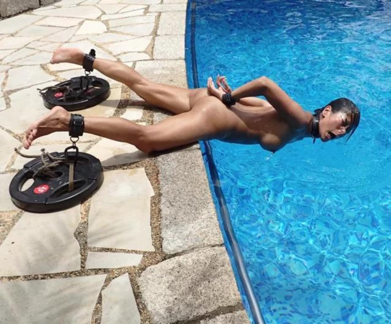 bondage breathplay water pool