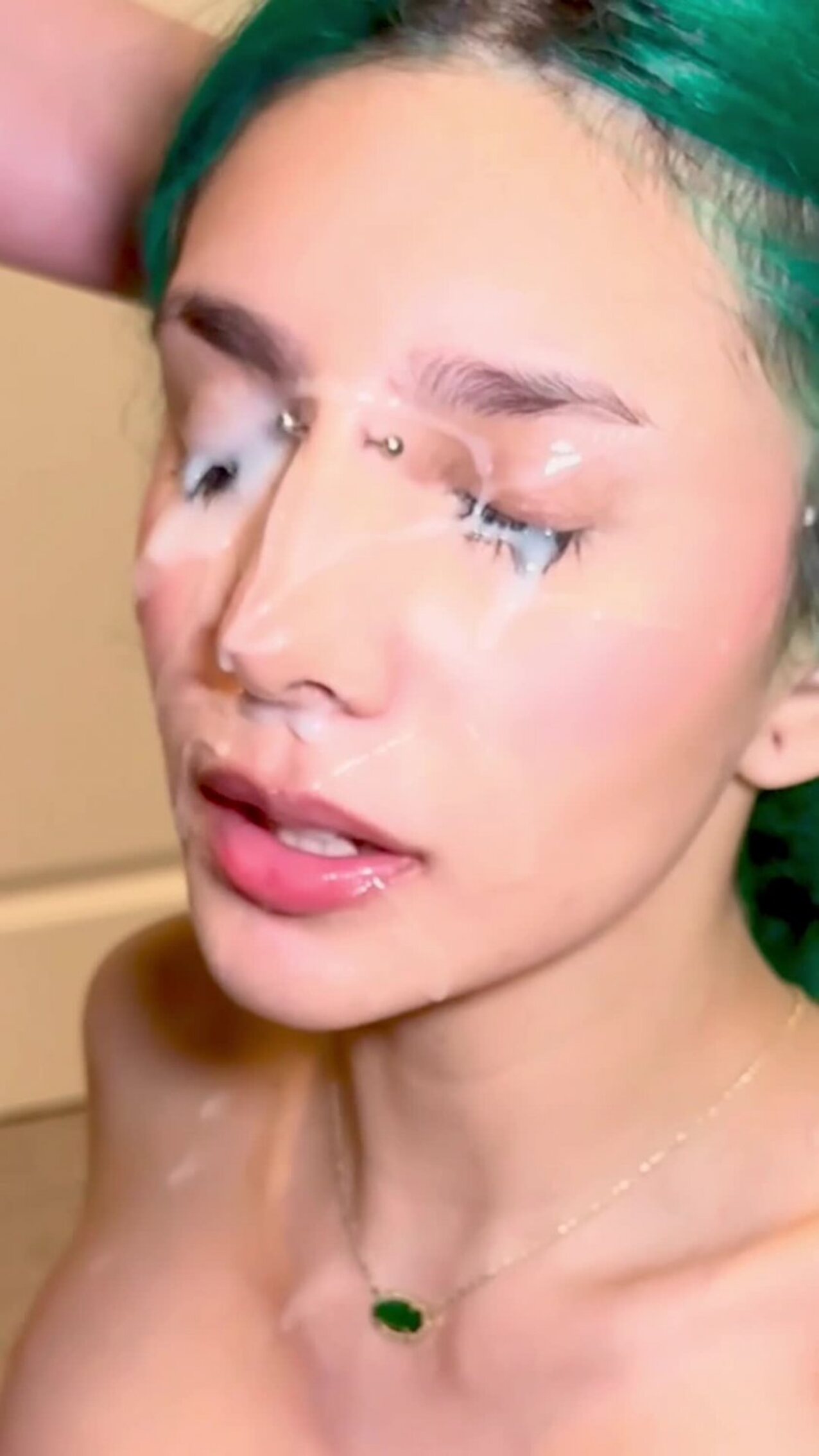 green hair facial blowjob