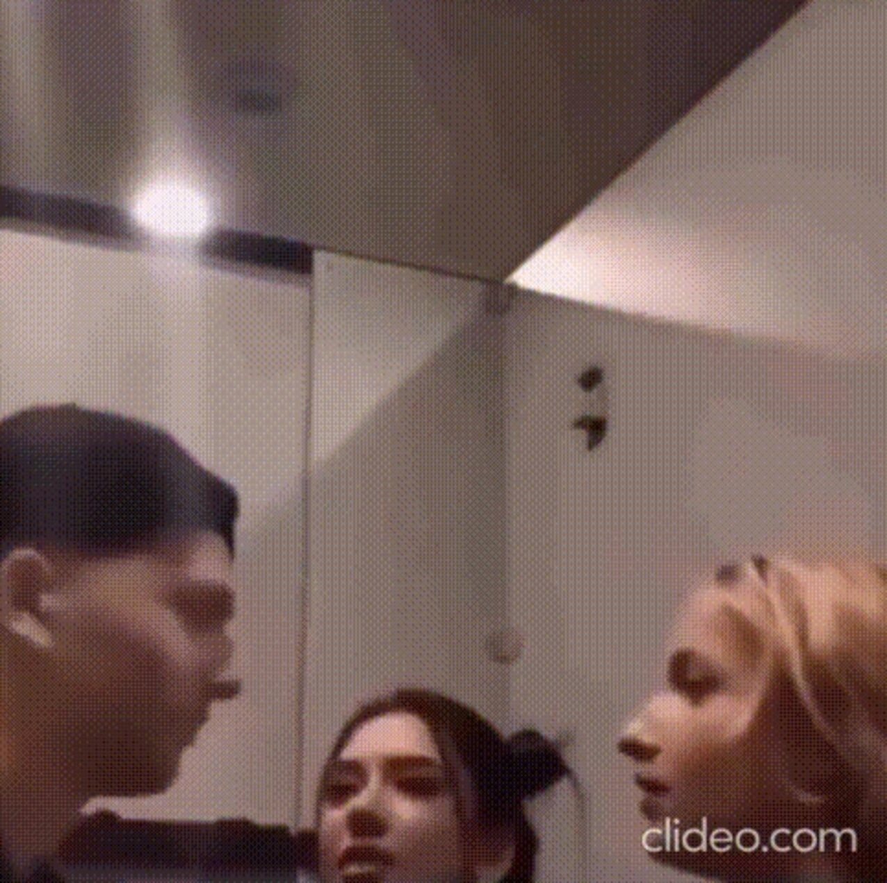 brunette blonde blowjob