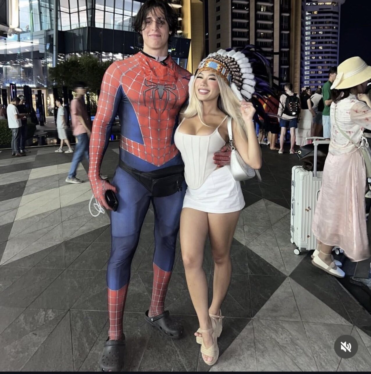 blond spiderman public