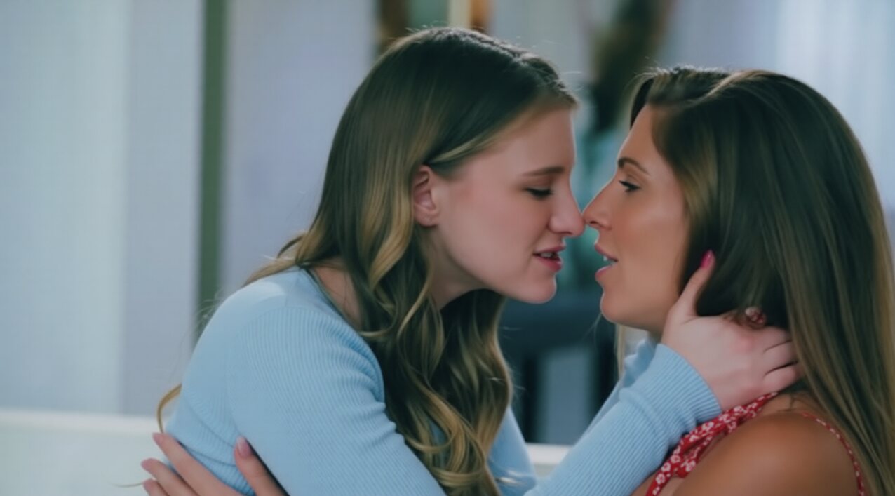 lesbian kissing couch