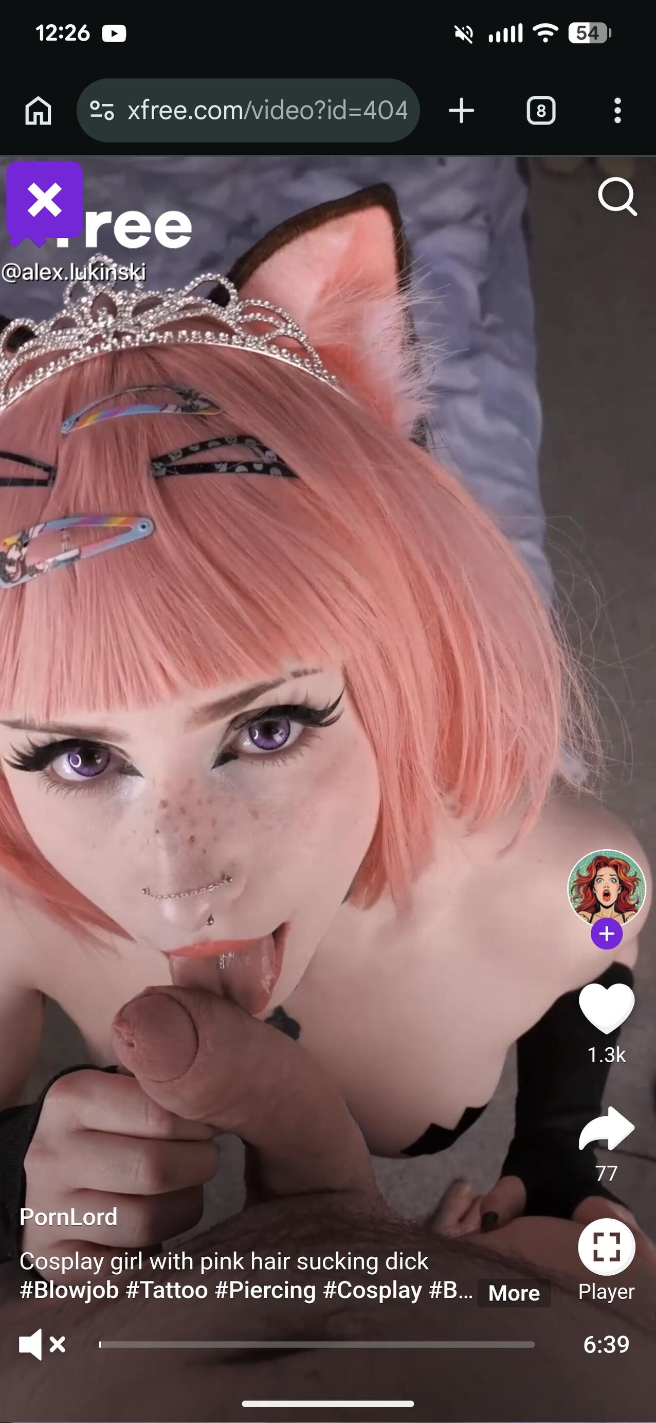 pink hair blowjob piercings