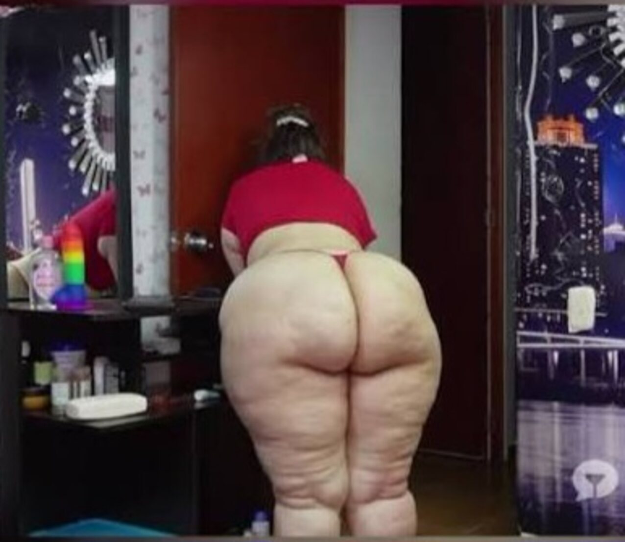 bbw cellulite red thong