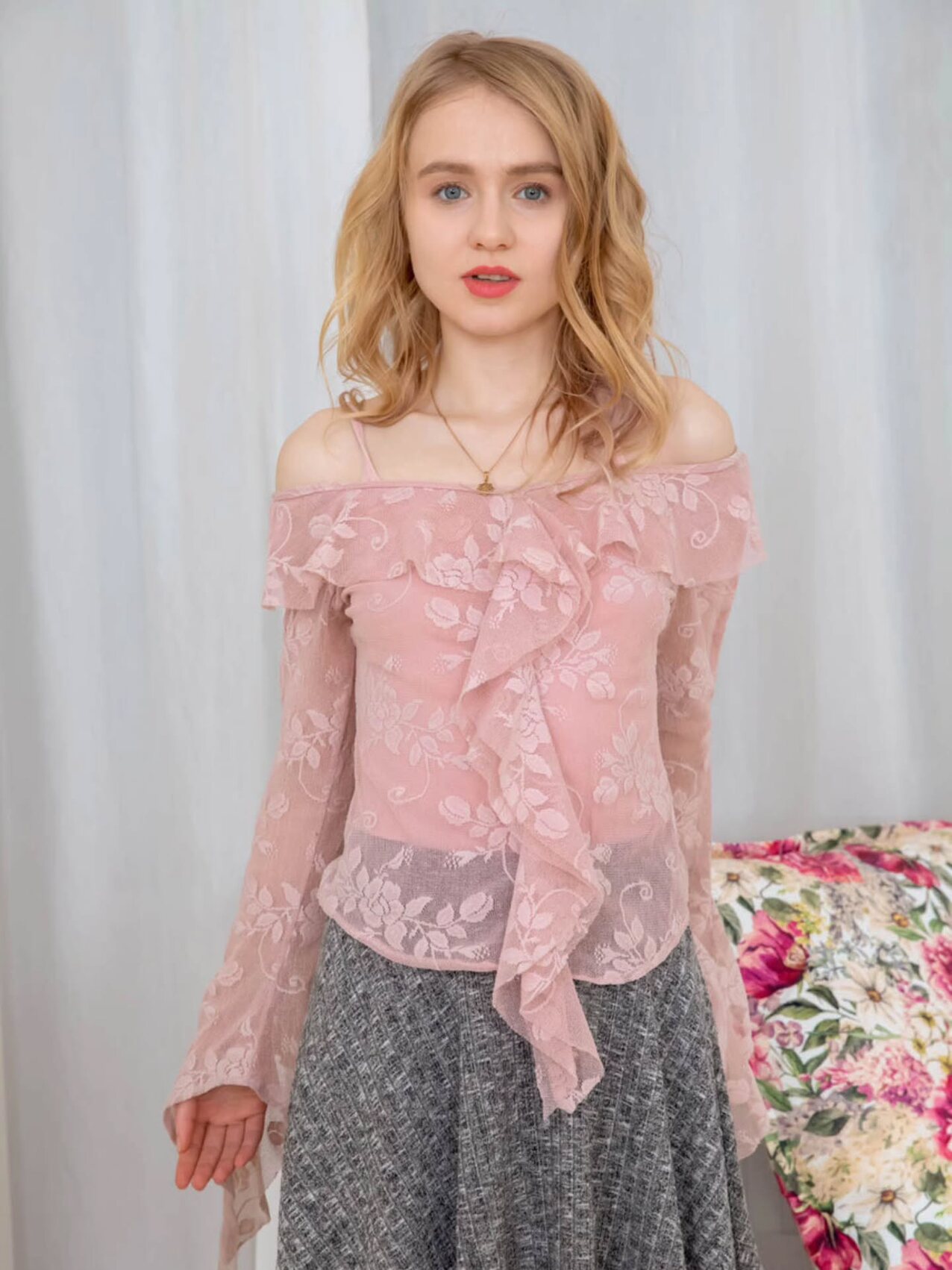 lace top cherry red lips juicy lips