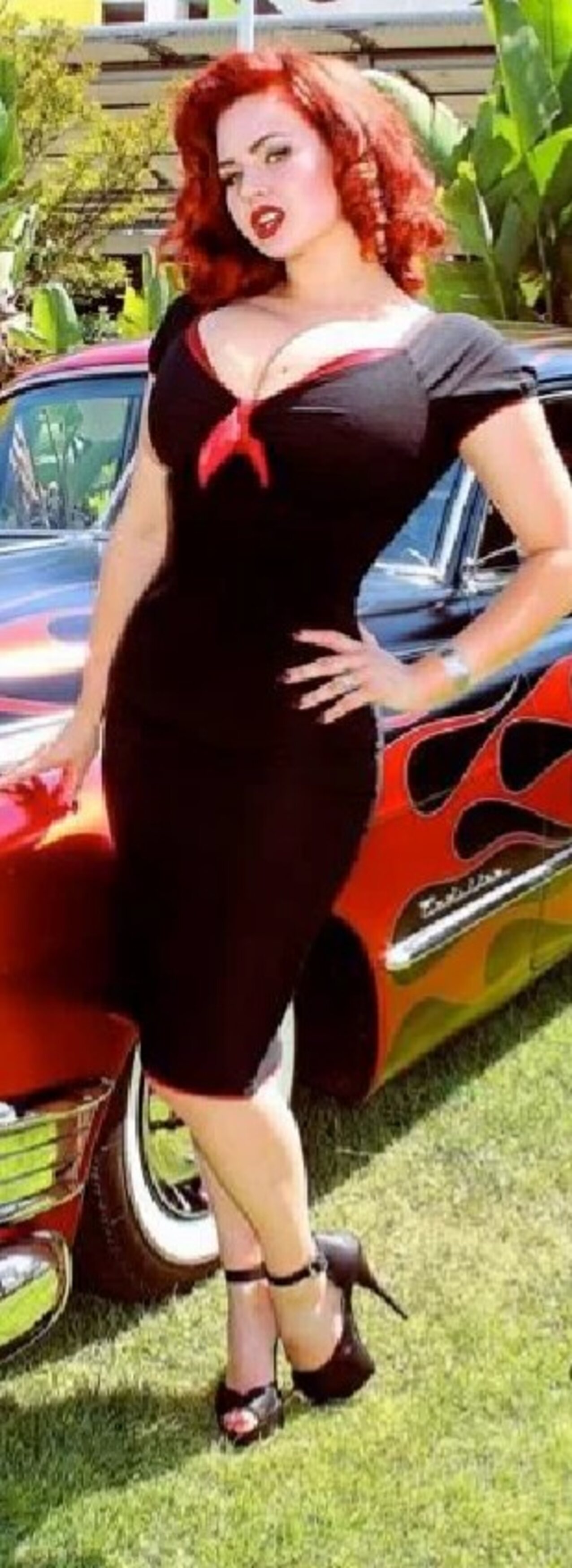 high heels redhead outside