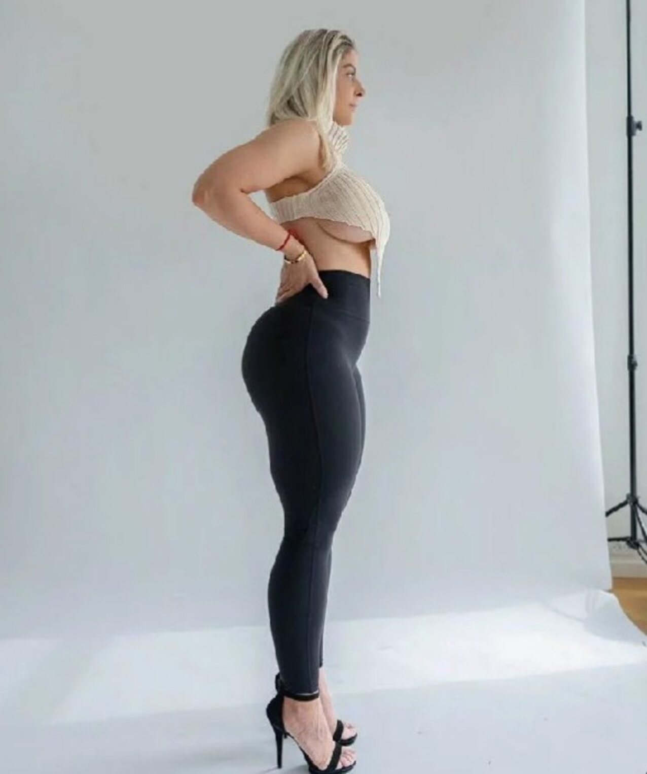spandex high heels blonde