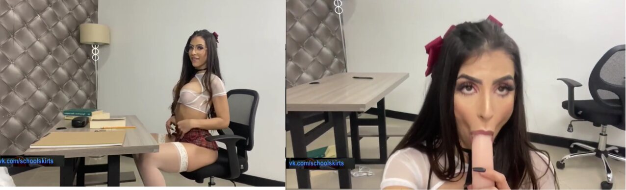 brunette solo dildo
