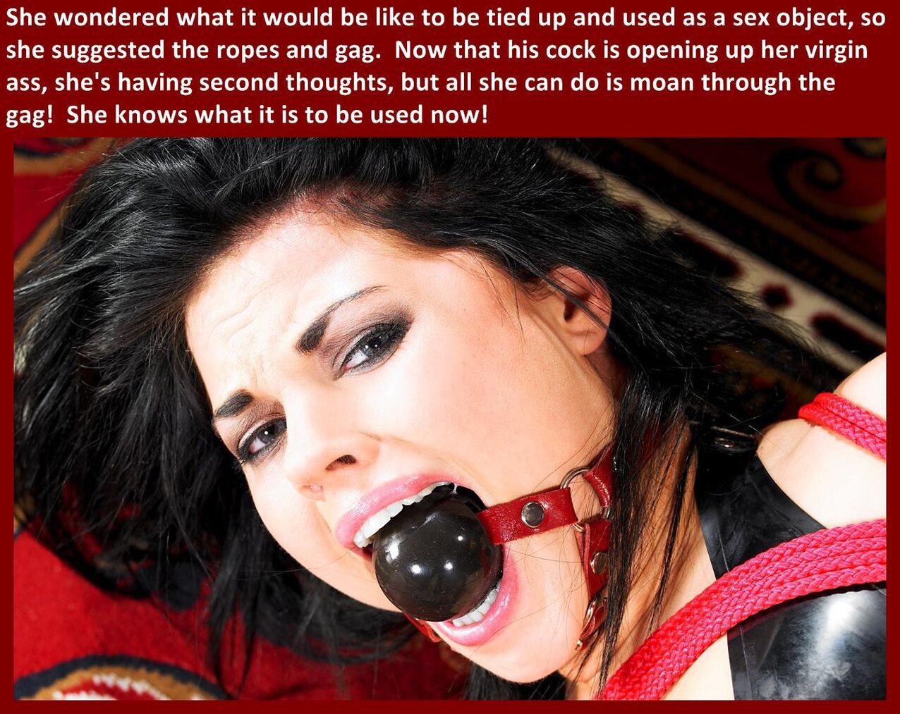 dark hair red rope bondage