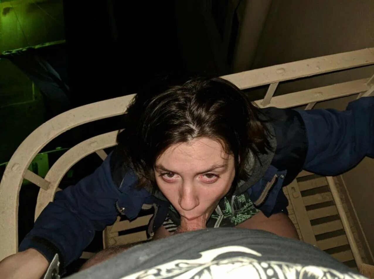 brown hair short hair blowjob