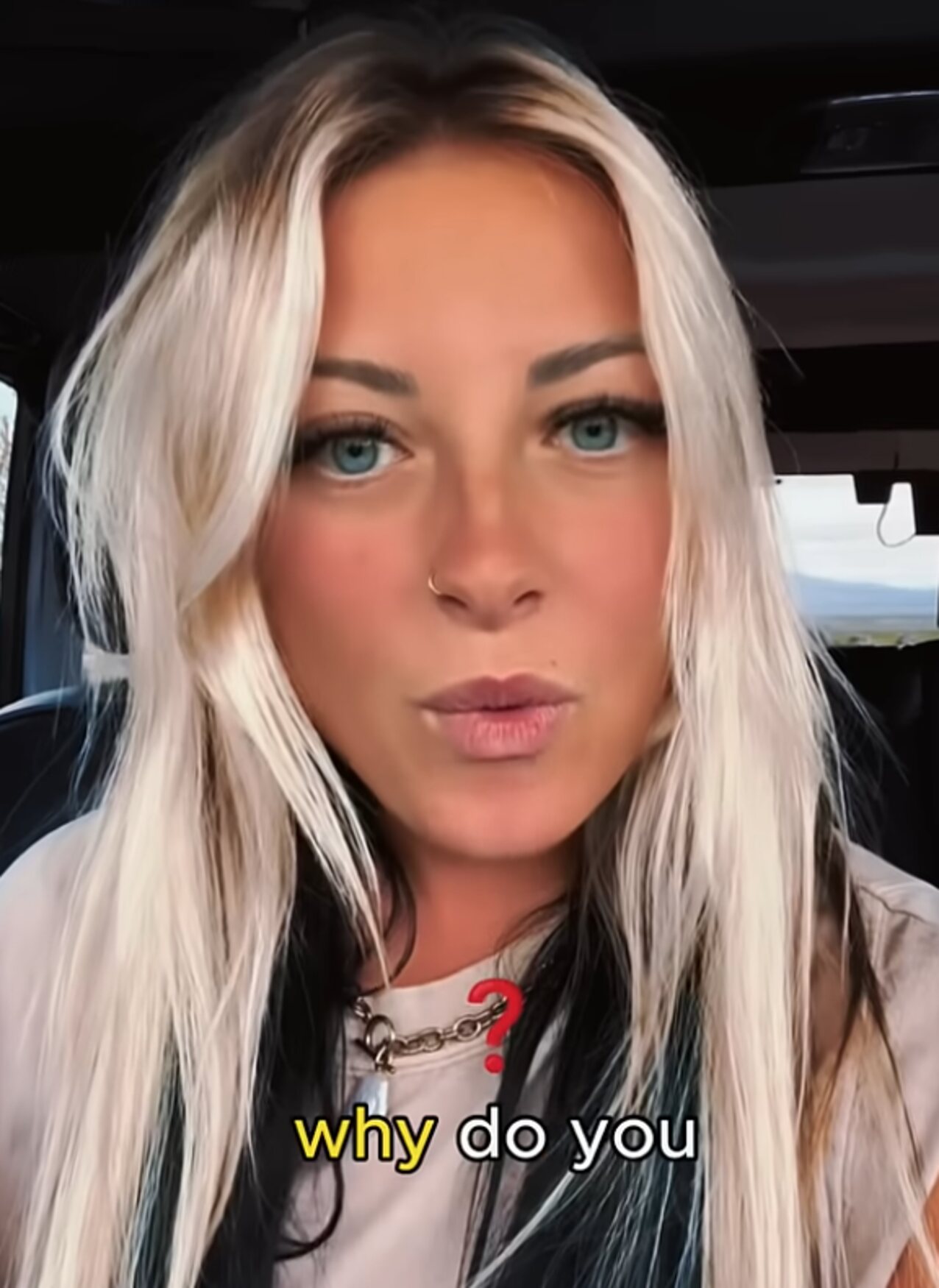 blonde selfie car
