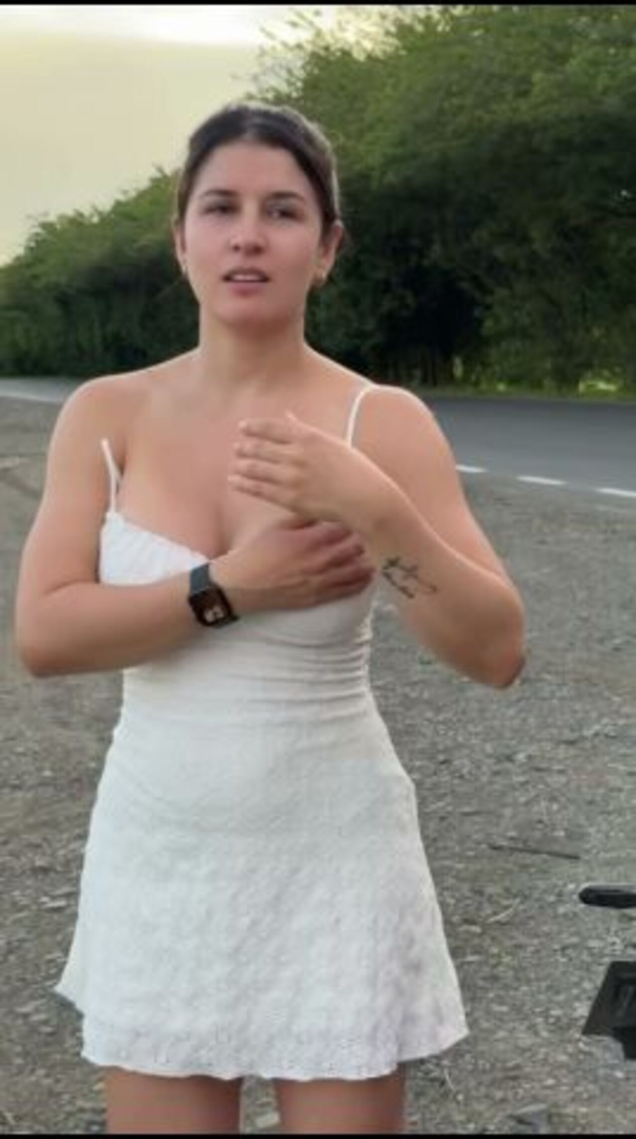 on road changing clothes