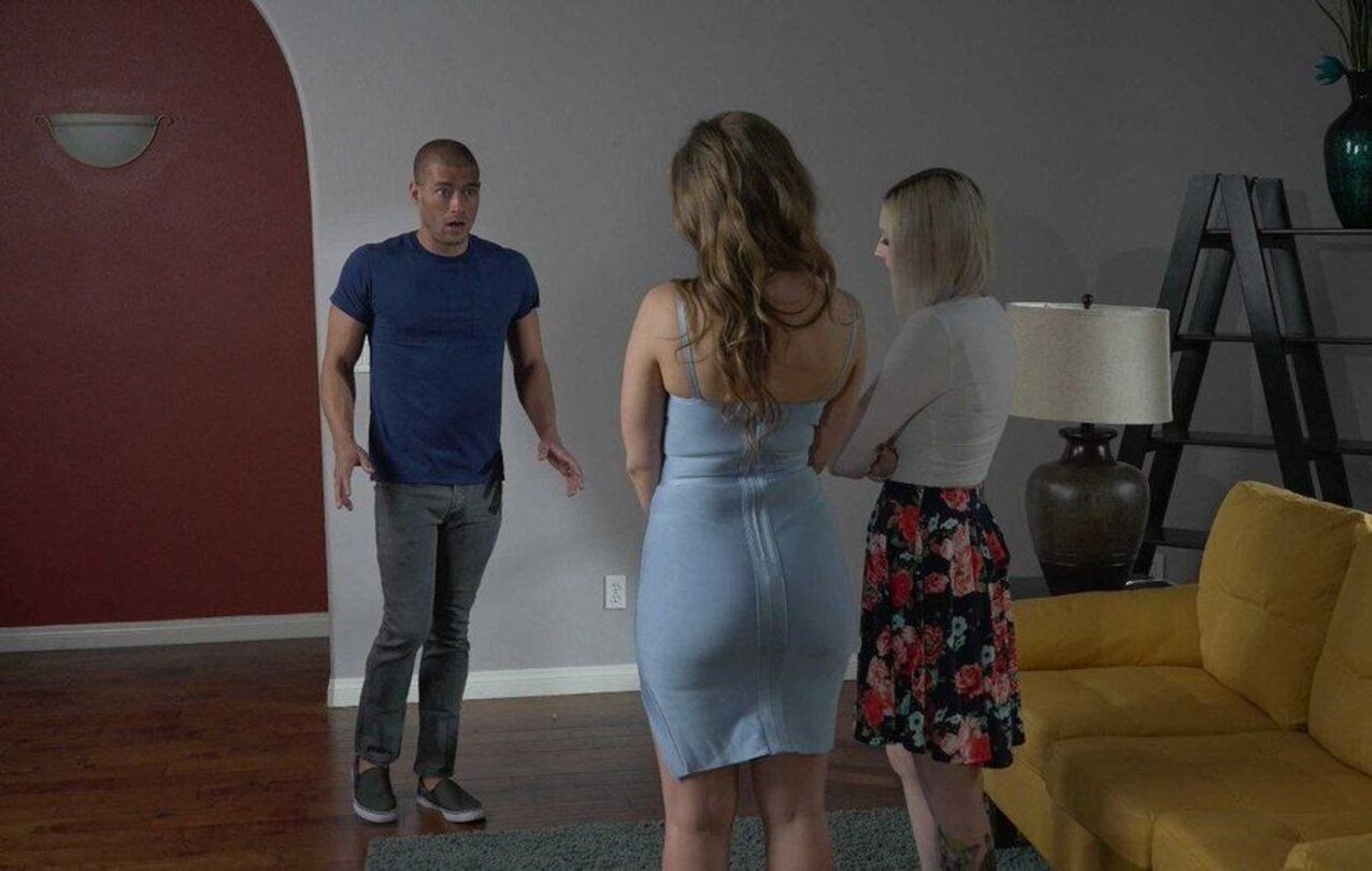 milf blue dress menage a trois