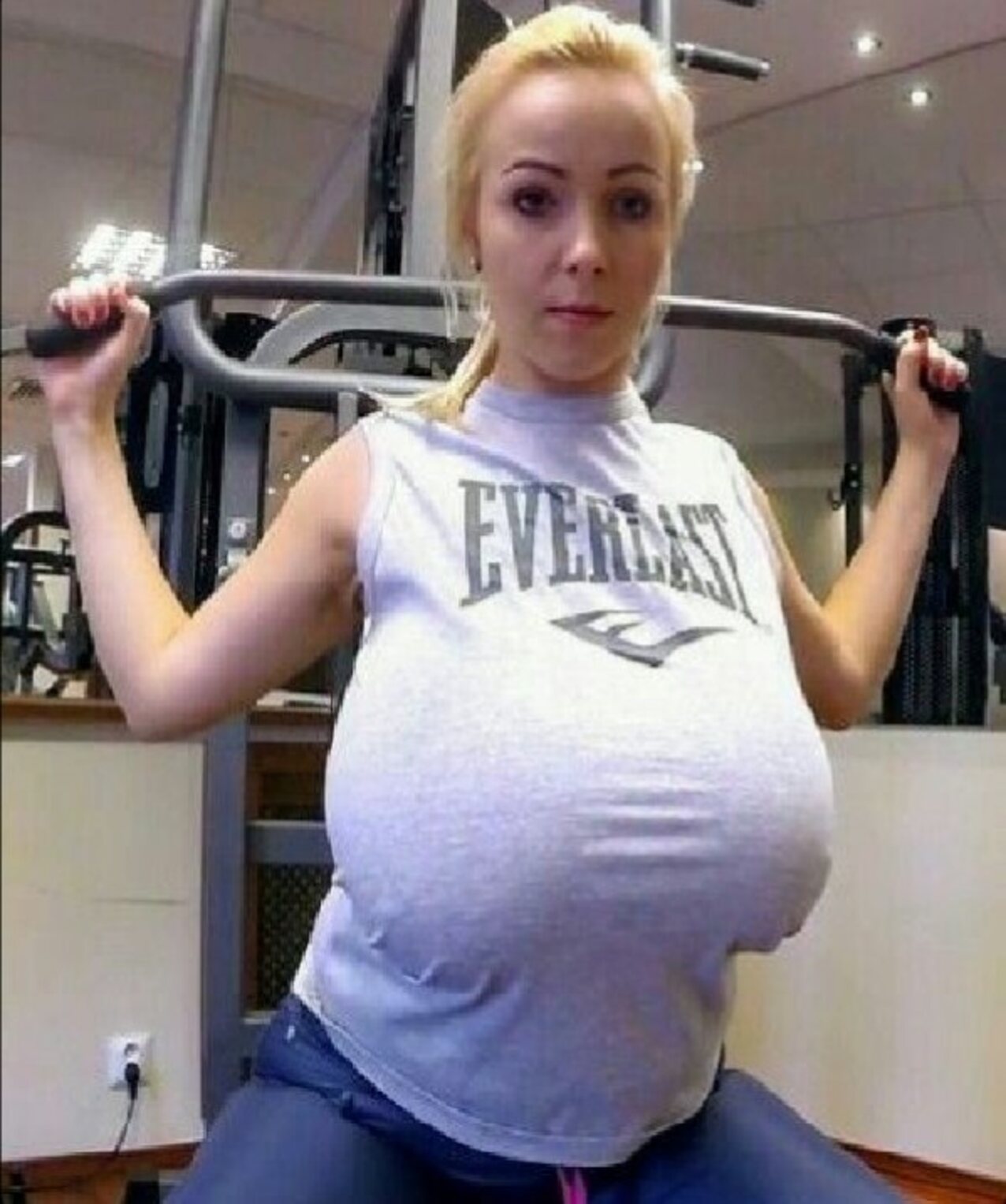 massive tits blonde clothed
