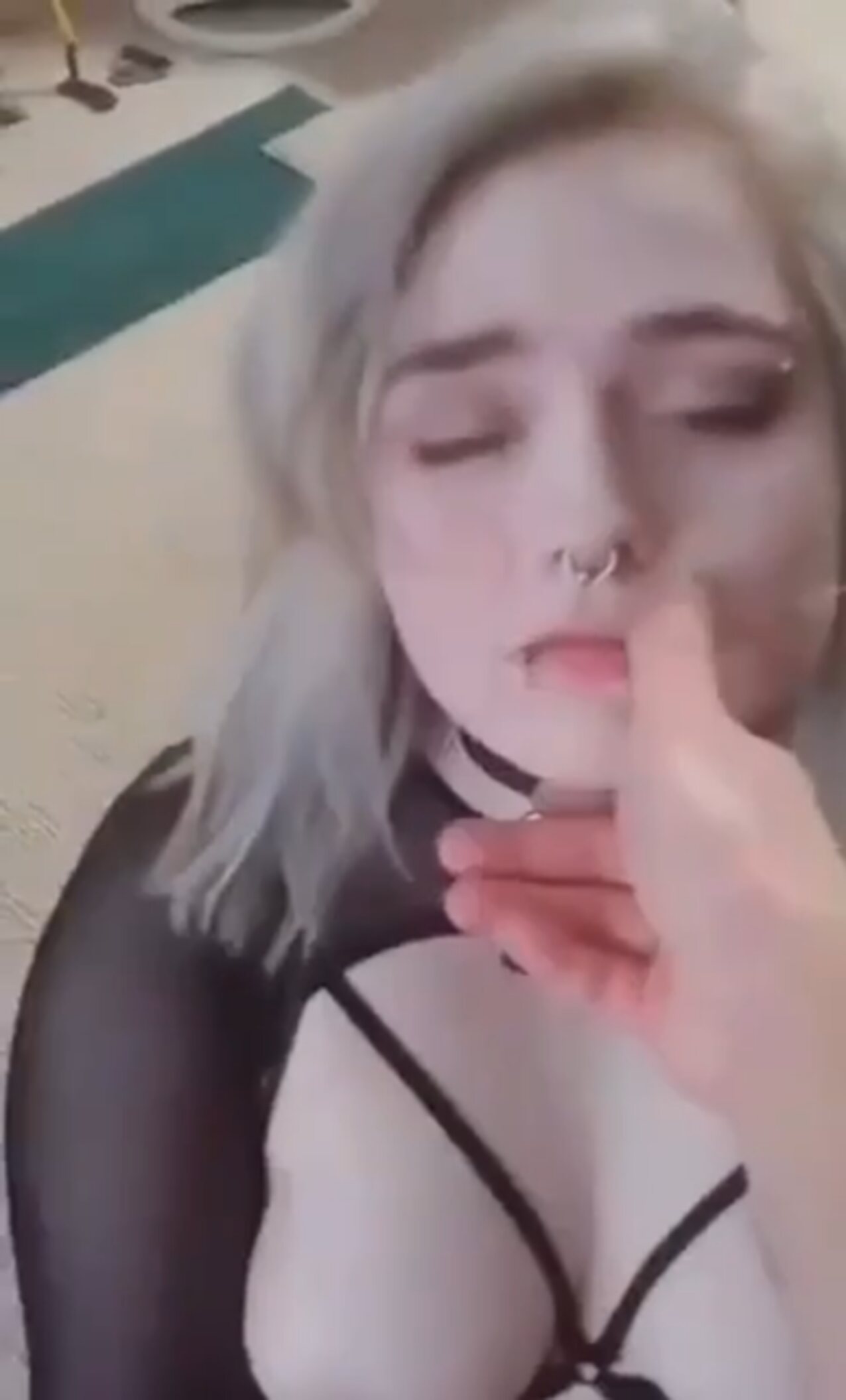 kitchen whitish grey hair gothish type