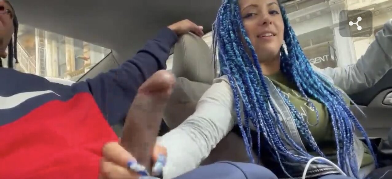 blue hair braids car