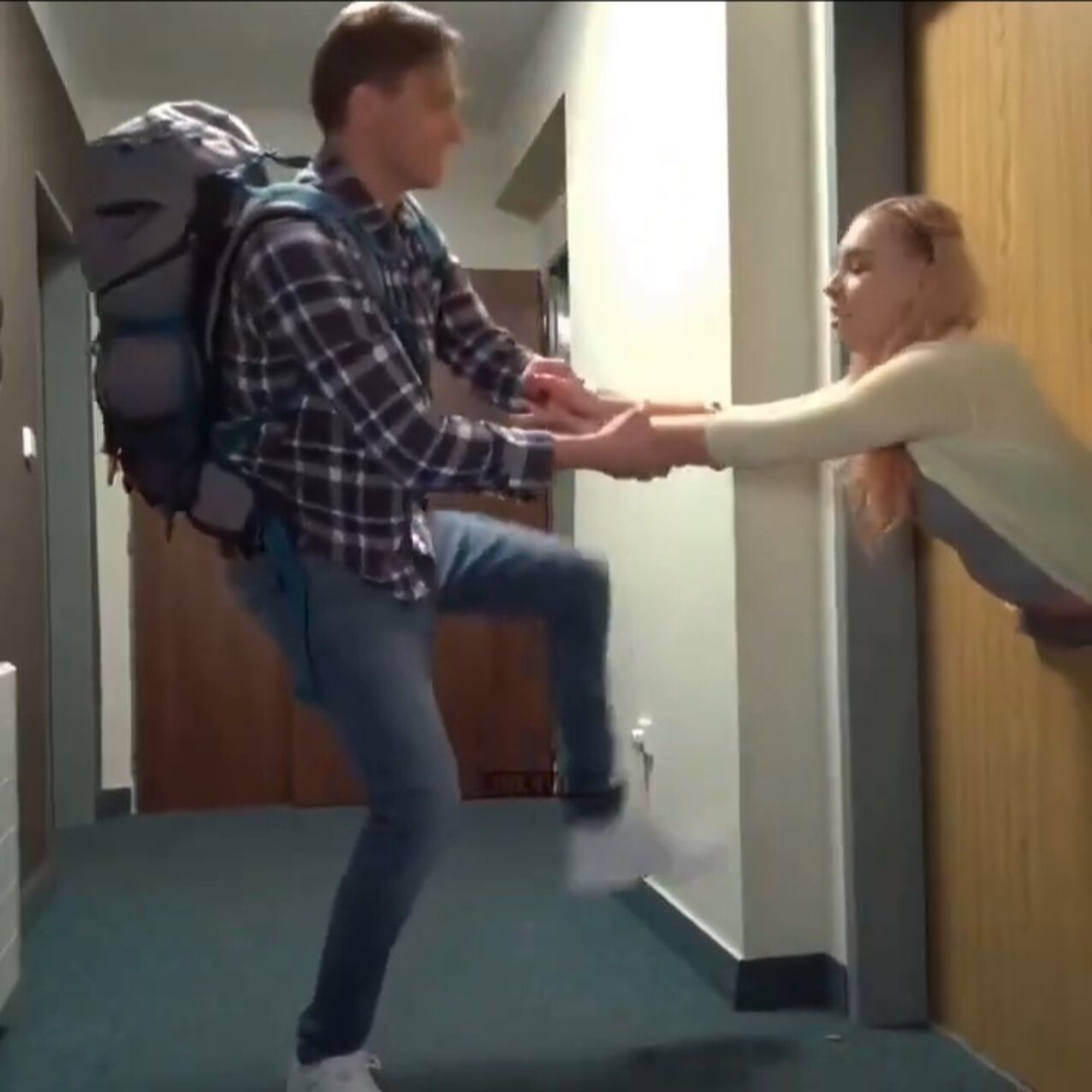 blonde blocked door