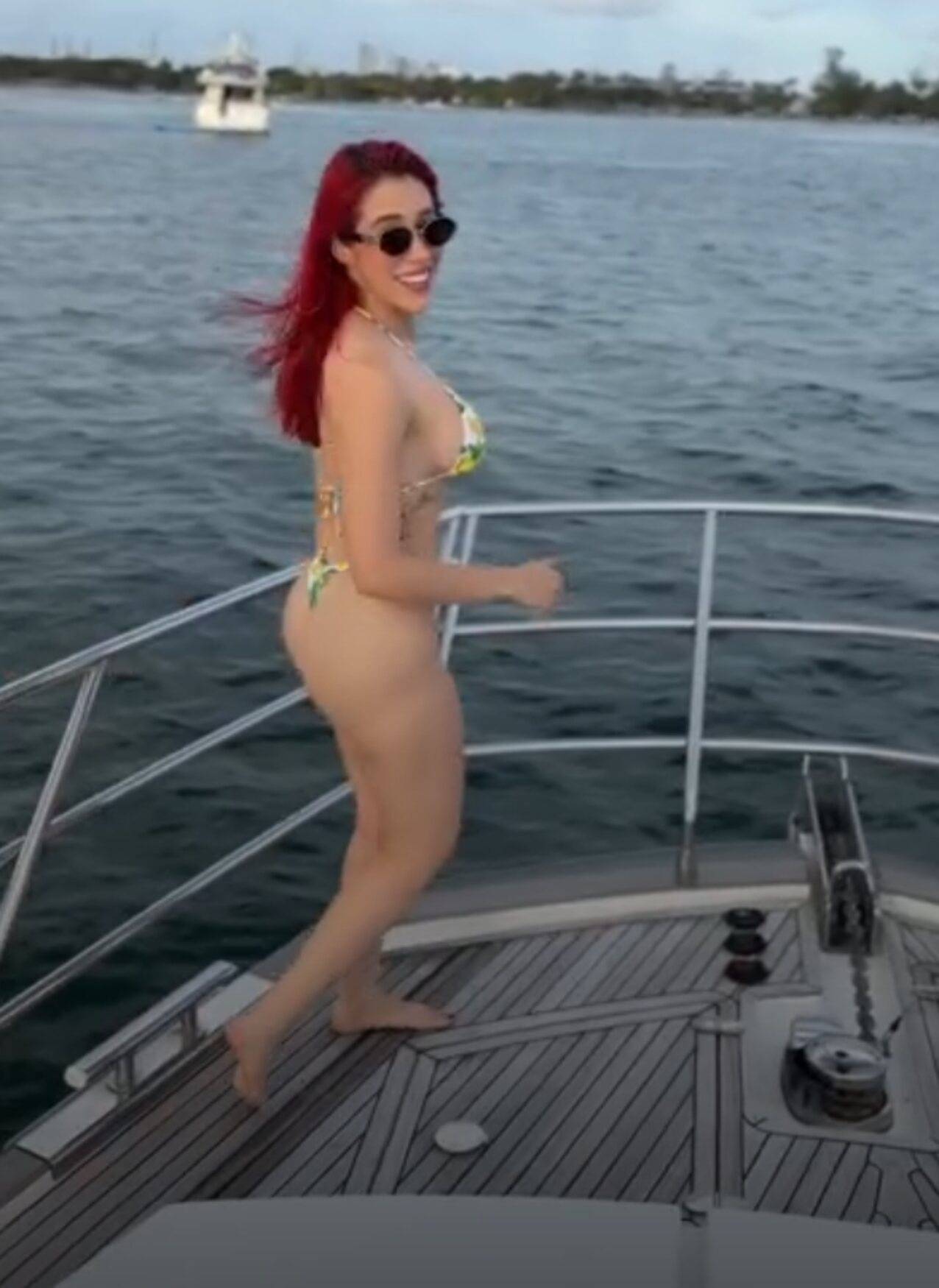 red hair boobs boat