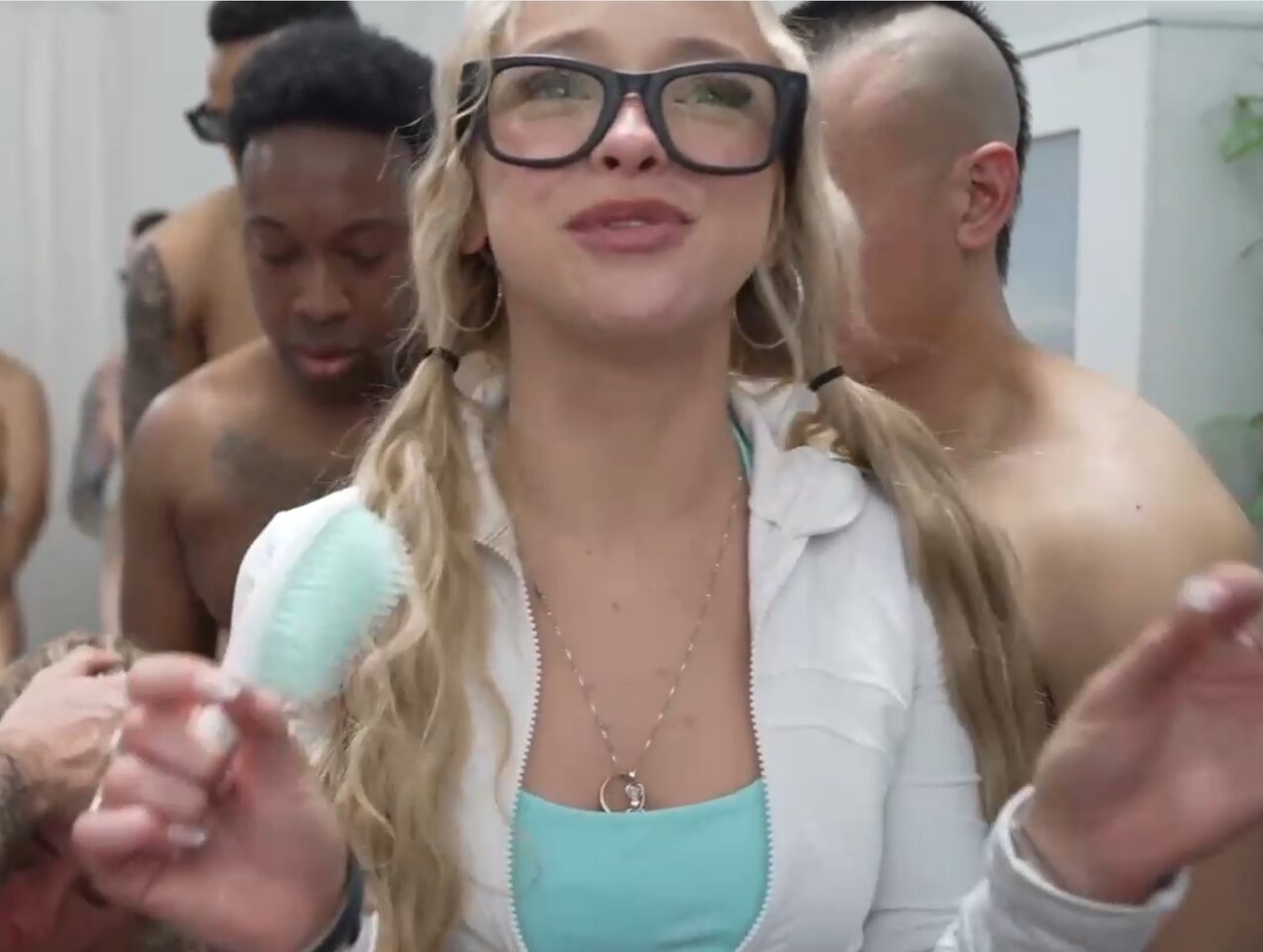 blonde teen extra ganbang