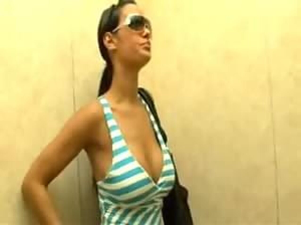 big tits latina elevator
