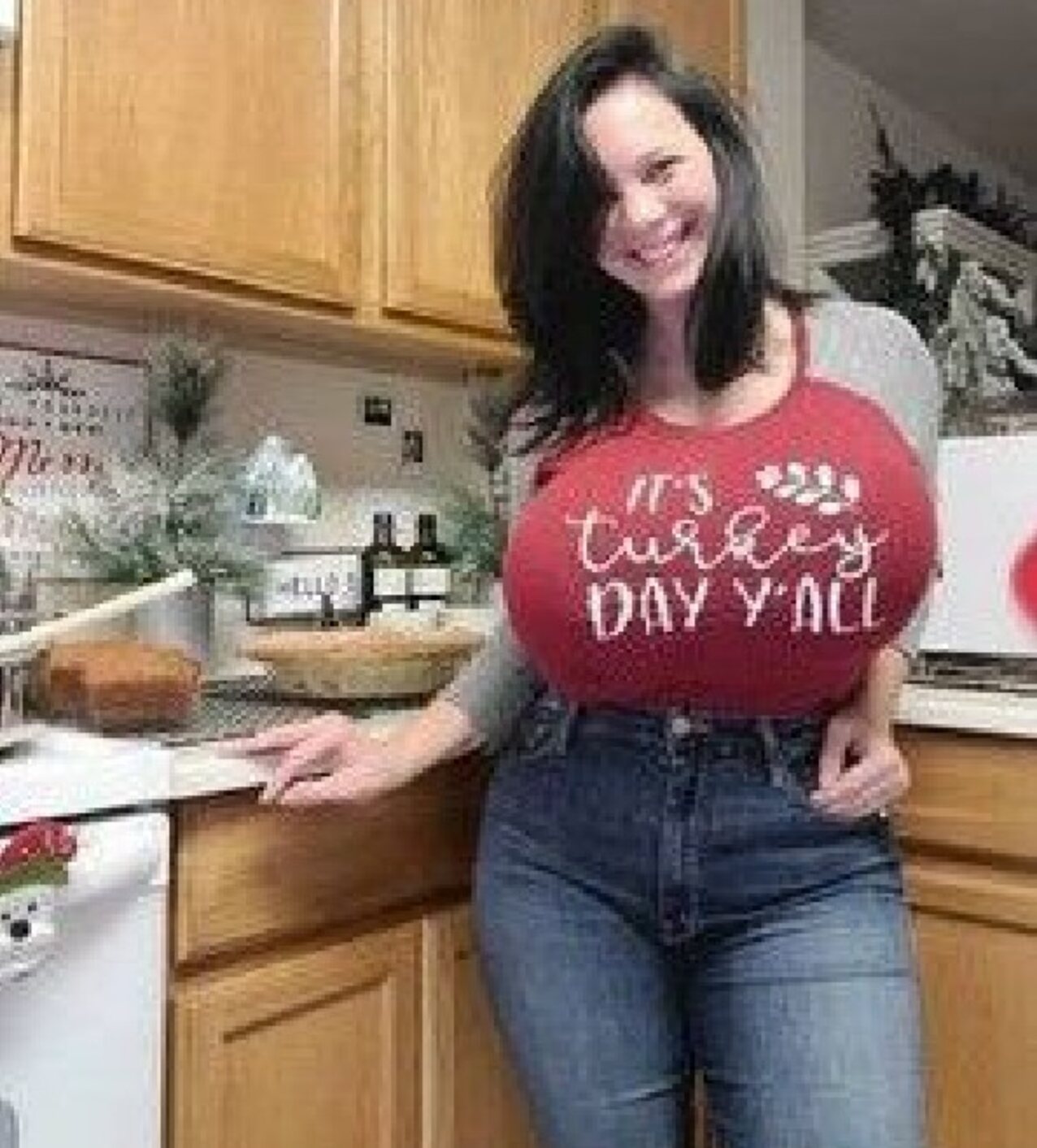 massive tits brunette kitchen