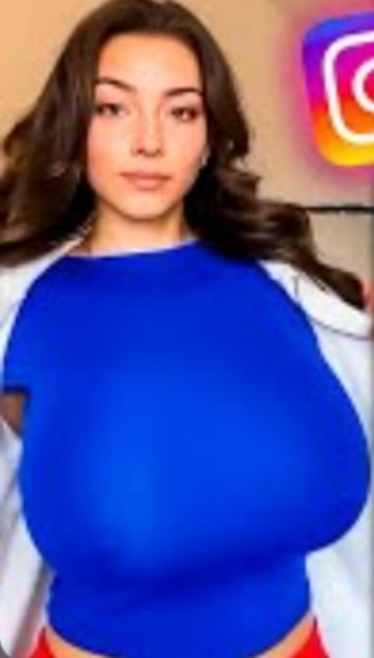 brunette large tits clothed