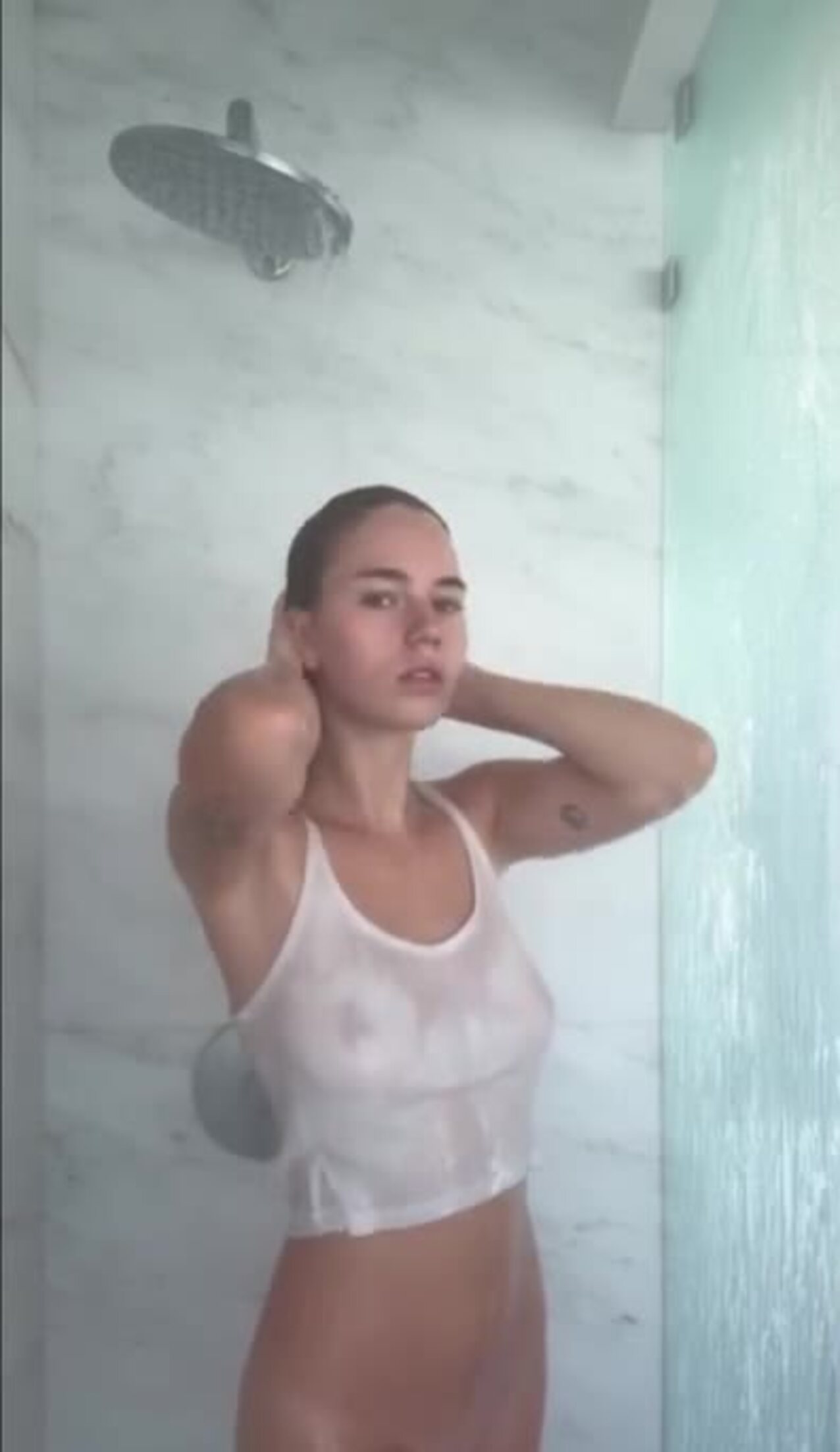tattooed wet clothing shower