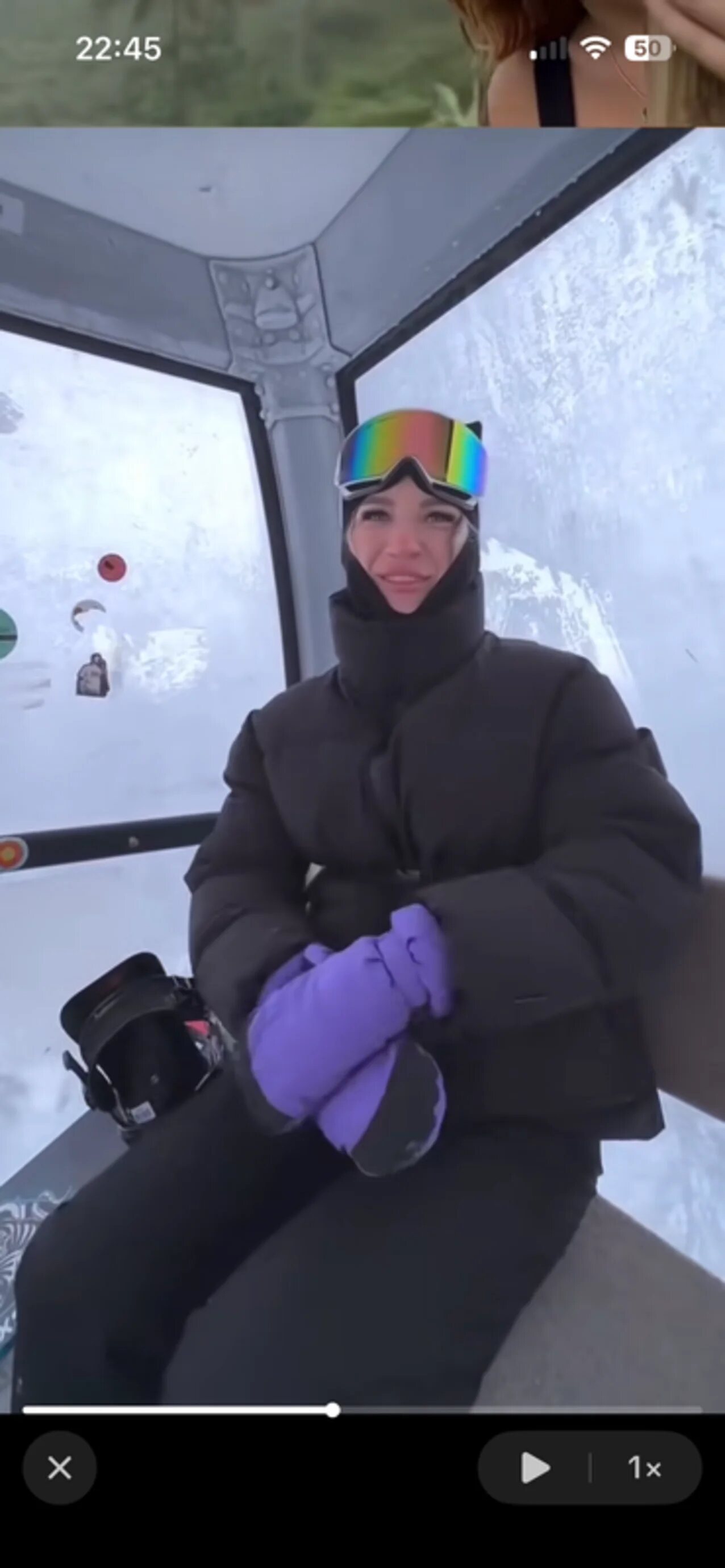 blonde cablecar winter