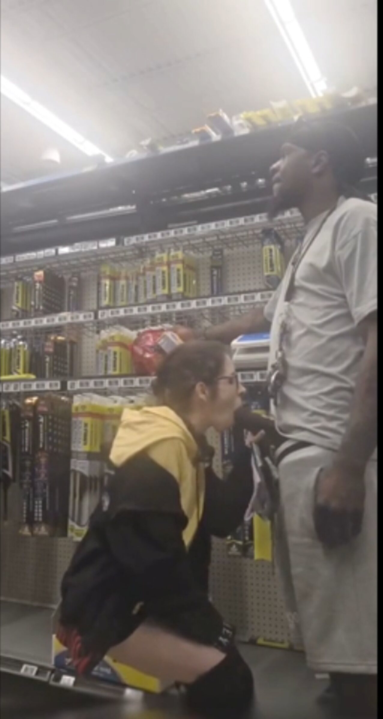 interracial public blowjob store