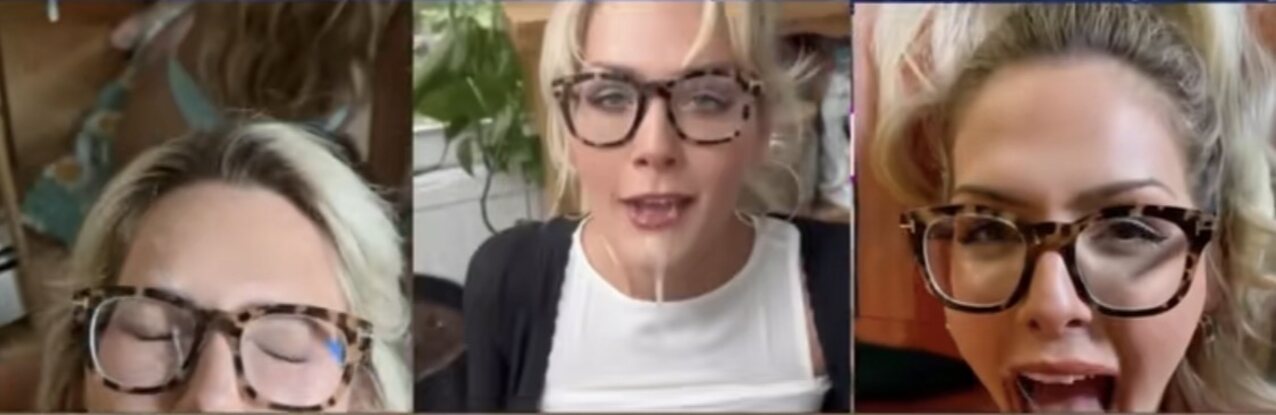 blonde glasses blowjob