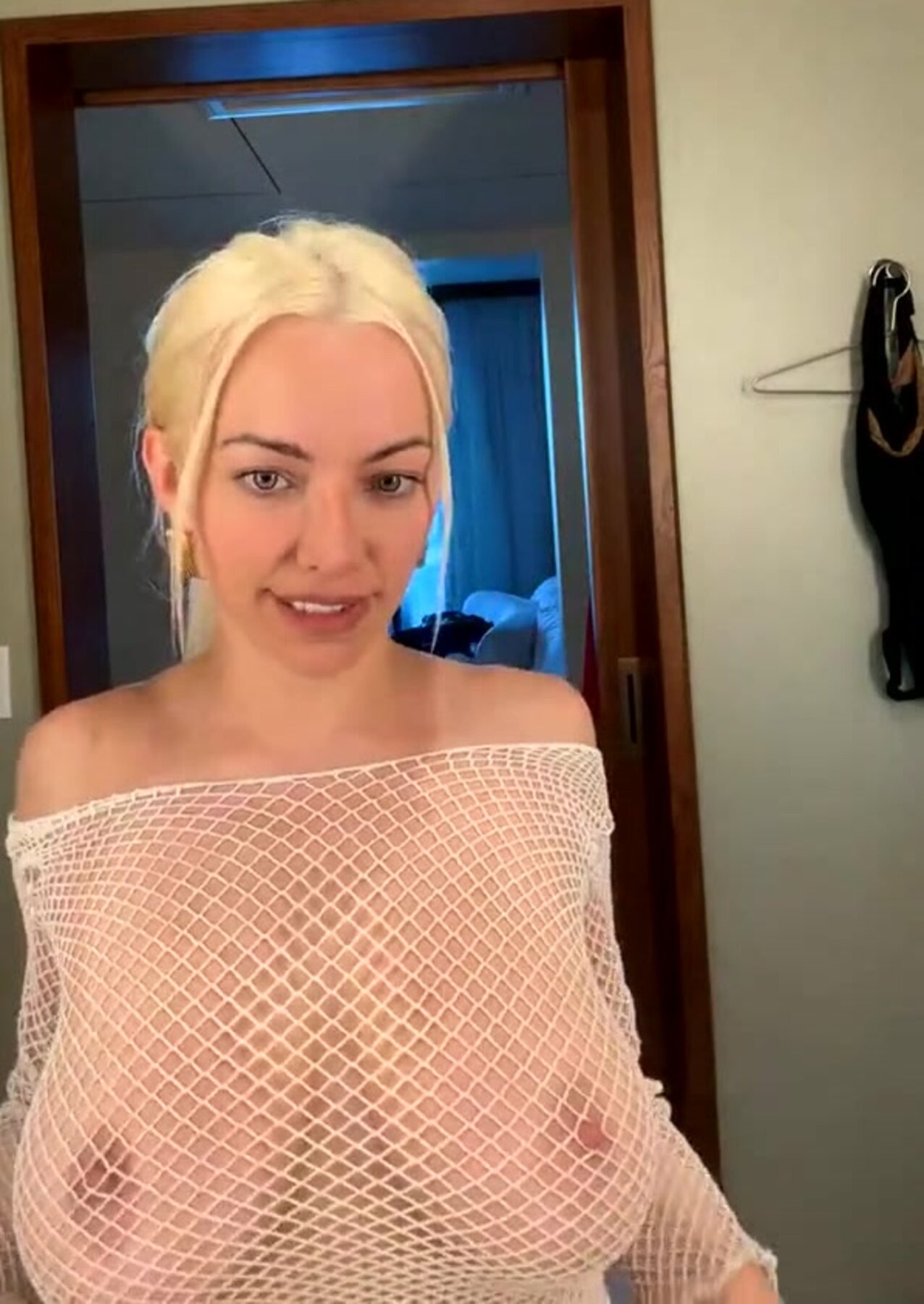 topless fishnet top blonde