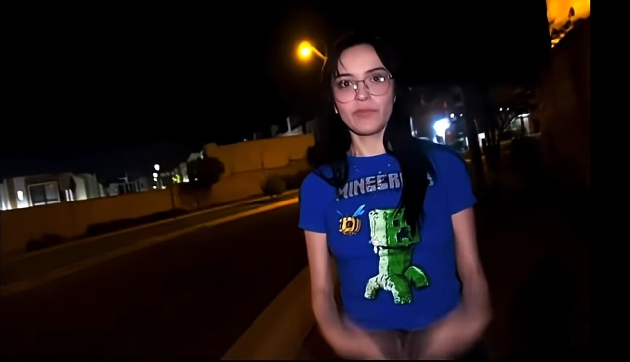 public brunette glasses