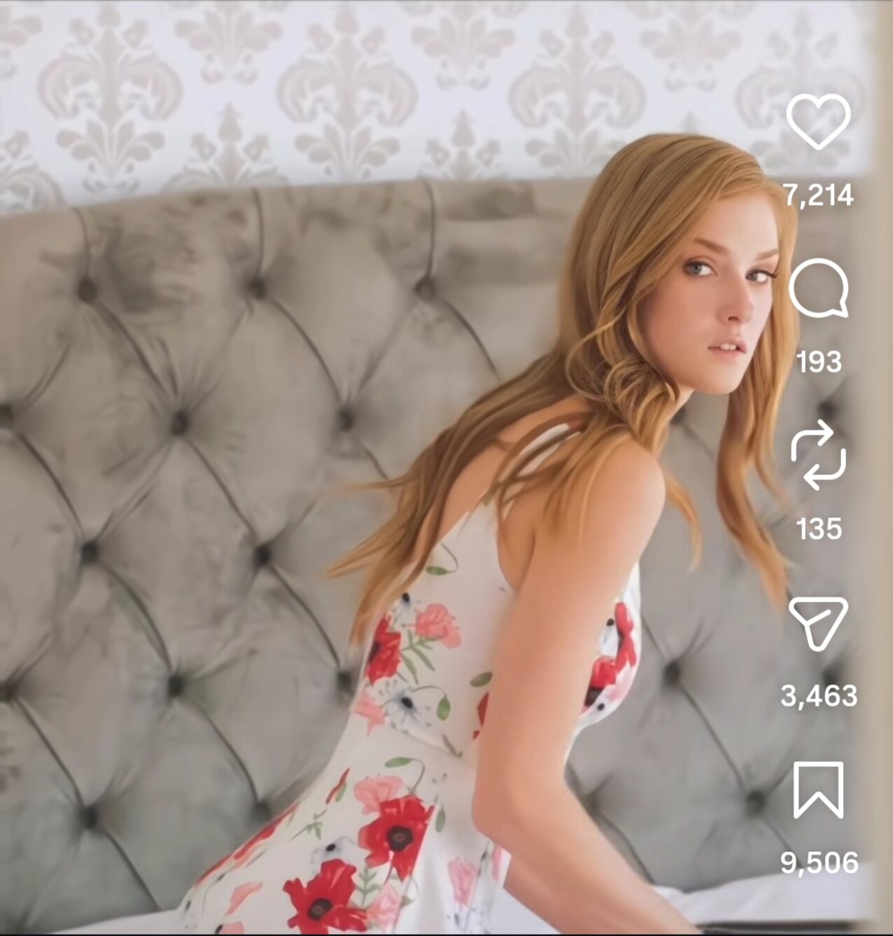 redhead cute floral dress