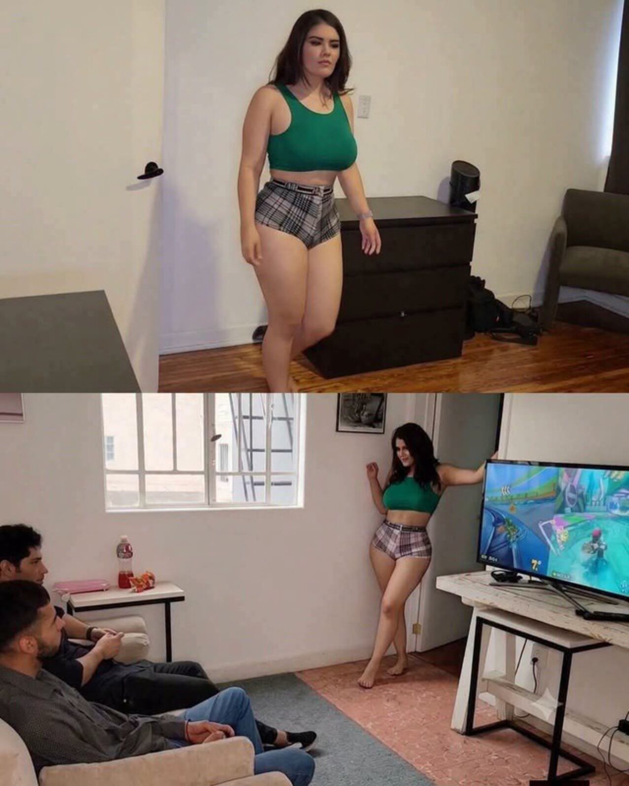 sofa dark hair big ass