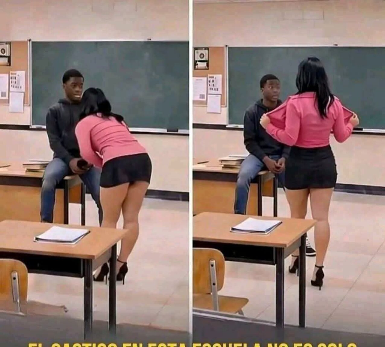 dark hair school interracial