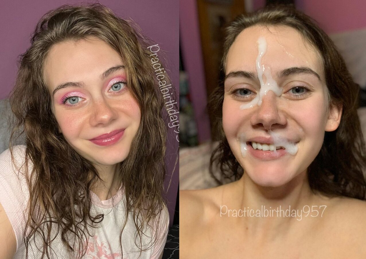 before after pic cumshot brunette