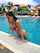 bikini brunette pool